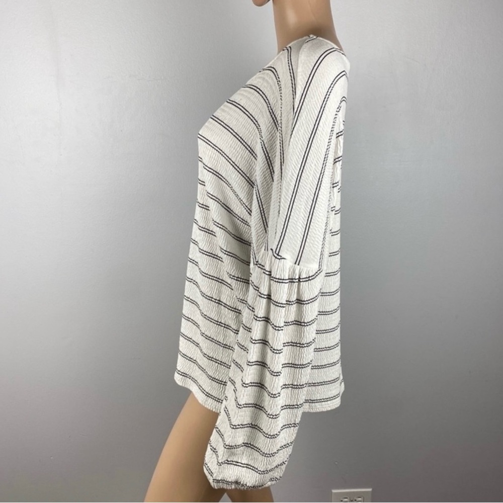 NEW FRENCH CONNECTION STRIPED BALLOON SLEEVE TOP - Picture 5 of 8